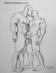 2018 2boys bald bent_penis curved_penis erect_nipples erection eyes_closed fangs gay kissing male male/male male_only marc_debauch muscular nude orc orc_male penis pointy_ears sharp_fingernails sharp_toenails uncut yaoi