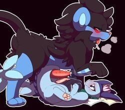 2019 2boys 3_toes absurd_res ahe_gao all_fours alternate_color animal_genitalia aroused ass backsash barbed_penis big_ass big_ears big_eyes big_penis black_background black_fur blue_eyes blue_fur blush canine dripping drooling duo eeveelution erection feet feline femboy feral fins flower forked_tail frottage fur furry gay girly hair hair_ornament half-closed_eyes heavy_breathing hi_res hindpaw hiroyko interspecies large_ass larger_male leg_up looking_away looking_up lotus_flower luxray male male_only mammal nintendo nude on_back on_top open_mouth original_character pawpads paws penis penis_size_difference penises_touching plant pokémon_(species) pokemon pokemon_(species) pokemon_dppt pokemon_rgby precum red_eyes red_sclera rolling_eyes saliva scarf sex simple_background size_difference smaller_male smile spreading stripes tail tail_sex tail_wrap tailjob teeth thick_thighs toes tongue tongue_out vaporeon video_games white_border wide_hips yaoi