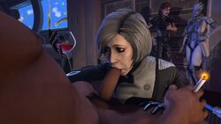 1boy 3d 3d_(artwork) 3girls alcohol alien alien_girl asari blowjob blue_skin breasts cigarette clothed clothed_female clothed_female_nude_male clothes clothing commander_shepard dr._karin_chakwas erection fellatio female femshep gilf green_eyes grey_hair human illusive_man liara_t'soni male mass_effect medium_hair mogenarsfm multiple_girls naked nipples nude nude_male nudity oral oral_penetration oral_sex penis red_hair redhead sex straight uncensored unseen_male_face wine wine_glass