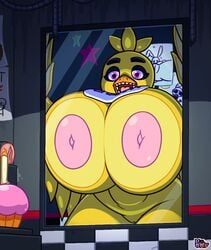 animatronic anthro avian beak big_breasts bird bonnie_(fnaf) breasts chica_(fnaf) chicken classic_chica_(fnaf) cupcake feathers female five_nights_at_freddy's fleshlight huge_breasts looking_at_viewer machine nipples nsfwoaf nude open_mouth pussy rabbit robot robot_girl robot_humanoid smile solo tagme teeth thick_thighs tongue video_games window