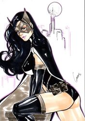 1girls 2018 ass belt big_breasts birds_of_prey black_boots black_cape black_hair boots breasts busty cape chimney city cityscape curvy dated dc dc_comics ed_benes_studio erect_nipples female female_only gardenio_lima gotham helena_bertinelli huntress_(dc) justice_league long_hair mask moon nipples nipples_visible_through_clothing pink_lips posing pouch rooftop signature solo stretching superheroine tight_clothing utility_belt voluptuous