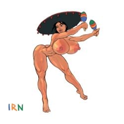 1girls animated ass_shake big_ass big_breasts bimbo breasts dancer female female_only hourglass_figure iranon latina maracas muscular_bimbo muscular_female nude shaking_butt short_hair sombrero voluptuous wide_hips