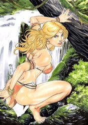 1girls 2017 ass big_breasts blonde_hair blue_eyes bra bracelets breasts busty curvaceous curvy dagger dated earrings ed_benes_studio erect_nipples female female_only fred_benes human jungle ka-zar_(series) knife long_hair marvel marvel_comics nipples nipples_visible_through_clothing panties shanna_plunder shanna_the_she-devil sideboob signature solo thighs tree voluptuous waterfall