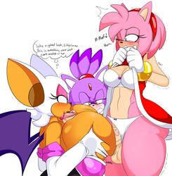 2019 amber_eyes amy_rose angry anthro armwear balls big_breasts black_nose blaze_the_cat blue_eyes blush bra breast_envy breast_jiggle breasts chiropteran clothed clothing clothing_aside denizen1414 dialogue dickgirl domestic_cat dress elbow_gloves english_text eulipotyphlan eyelashes eyeshadow felid feline felis fellatio female female_on_futa furry futa_on_female futanari gigantic_breasts gloves green_eyes group hair hedgehog hi_res huge_breasts humanoid_penis intersex intersex/female jealous makeup mammal matching_underwear one_eye_closed open_mouth oral paizuri panties panties_aside penetration penile penis pink_hair purple_hair rouge_the_bat sex shivering short_hair simple_background sonic_(series) text thick_thighs thought_bubble titjob underwear underwear_aside vein white_background white_bra white_hair white_panties wings