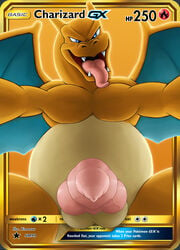 1boy all_fours animal_genitalia animal_penis anthro anthrofied blue_eyes canine_penis card card_(medium) charizard chubby english_text erection fangs horn knot looking_at_viewer male male_only nintendo no_nipples nude open_mouth pecs penis pink_penis pokémon_(species) pokemon pokemon_(species) pokemon_card pokemon_rgby pokemon_trading_card_game presenting presenting_penis scalie sharp_teeth smile solo spread_legs spread_wings spreading teeth testicles text thick_penis thick_thighs tongue tongue_out trading_card veins veiny_knot veiny_penis video_games wings ximorexx yellow_border