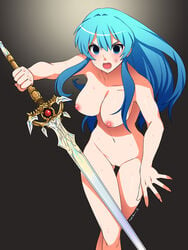 1girls eirika_(fire_emblem) empty_eyes eudetenis female fire_emblem fire_emblem:_the_sacred_stones hypnosis large_breasts mind_control nude pussy sieglinde_(fire_emblem) slave slavegirl solo sword weapon