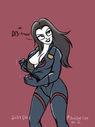 1girls 2018 anastasia_cisarovna baroness_(g.i._joe) big_breasts bodysuit breasts catsuit cleavage cobra_(g.i._joe) dated eric_schwartz female female_only g.i._joe hasbro long_hair open_clothes sideboob signature solo