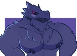 1boy anthro anthrofied areola areolae avian barazoku beak blush clawzetto corviknight looking_away male male_only moobs muscular nintendo nipples nude pecs pokémon_(species) pokemon pokemon_ss shy sketch smile source_request sweat topless video_games