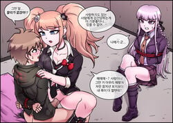 1boy 2girls angry bed blue_eyes bondage boots bottomless bowtie chair choker cleavage collared_shirt cuckquean cuckquean_rape danganronpa female female_rapist femdom forced_to_watch frustrated green_eyes hands_on_shoulders hooded_jacket hoodie indoors jacket junko_enoshima kirigiri_kyouko korean_text light-skinned_female light-skinned_male light_brown_hair light_skin maggea22 male male_rape_victim multiple_girls naegi_makoto on_bed painted_nails pink_hair purple_eyes rape red_hair reverse_rape ropes school_girl school_uniform schoolgirl_outfit schoolgirl_uniform straight straight_hair struggle struggling sweat text tie tied_arms tied_to_chair tied_up translation_request twintails vaginal vaginal_penetration very_long_hair