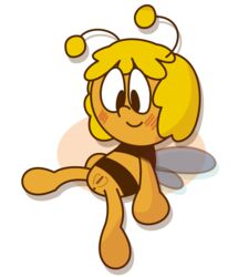 1girls antennae anthro anthro_only anus arthropod bee blonde_hair blush bug_girl feet female hair hymenopteran insect maya_(maya_the_bee) maya_the_bee nude pussy solo sunofureiku wings young