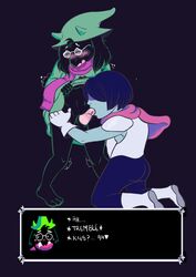 ambiguous_gender black_fur blowjob blush deltarune fellatio happy heart kris_(deltarune) oral ralsei white_glasses