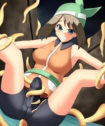 futa_focus futa_only futanari green_bandana hisui_(stapspats) human intersex may_(pokemon) may_(pokemon_emerald) pokemon stapspats straight_hair tentacle