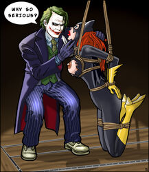 barbara_gordon batgirl batman_(series) bondage breasts dc exposed heath_ledger joker nipples rafcut rope the_dark_knight