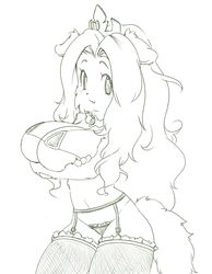 anthro bra fur furry large_breasts monochrome panties princess_terria sindoll stockings tagme tail_concerto