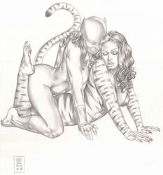 2006 avengers gene_espy hellcat imminent_sex marvel monochrome straight_hair tigra yuri