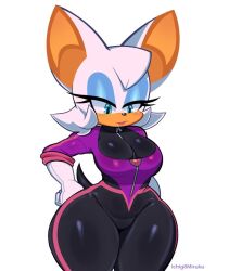 big_ears bodysuit cleavage_cutout gloves hand_on_hip ichig8miruku large_ears long_eyelashes makeup massive_ass massive_butt massive_thighs netflix rouge_the_bat rouge_the_bat_(prime) sonic_(series) tagme tight_clothing tight_fit voluptuous waist white_background white_hair