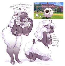 1girls ambiguous_gender anthro anthrofied ass breasts chubby dark-skinned_female dark_skin female feral furry horn kikimochan mammal nintendo nude pokémon_(species) pokemon pokemon_(species) pokemon_ss screenshot sheep solo tail text thighs white_fur white_wool wool wooloo