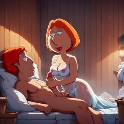 ai_generated breasts erect_nipples erect_penis family_guy handjob huge_cock lois_griffin negligee panties see-through