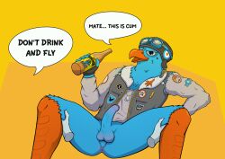 anus avian beer bird blue brewdog eagle excited furry hand_on_hip humanoid_penis leg_grab penis phantom_hands spread_legs talking wingman_(brewdog)