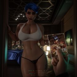 1girls 3d abs areolae athletic_female axistryker big_breasts black_nails blizzard_entertainment blue_hair breasts cleavage cole_cassidy earrings female female_only fit fit_female junker_queen large_breasts looking_at_viewer muscle_mommy muscular muscular_female nipples nude nude_female odessa_stone overwatch overwatch_2 piercing pose posing pov pussy red_eyes short_hair solo thick_thighs toned toned_female trimmed_pubic_hair vagina wide_hips