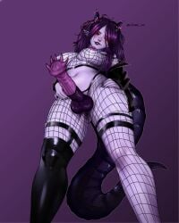 1futa 2023 absurd_res areolae balls biting_own_lip black_fingernails black_thighhighs blush breasts dragon_futa dragon_horns dragon_humanoid dragon_tail earrings fishnets futa_only futanari gaia_(dragongirlgoth) horns horsecock jacket_off_shoulders legband long_hair looking_at_viewer monster_cock mostly_nude nipple_piercing nipples nose_ring one_thighhigh partially_clothed penis pointy_ears purple_background purple_hair purple_skin red_eyes sharp_fingernails smiling smiling_at_viewer solo sovish spiked_penis tail thick_thighs viewed_from_below