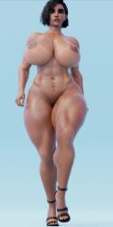 1girls 3d abs animated big_breasts big_thighs biting_lip blizzard_entertainment brown_body brown_eyes brown_hair egyptian eye_contact female female_abs female_only fit_female high_heels human jiggling_breasts looking_at_viewer loop mascara mossited muscular_female naked nipple_piercing nude nude_female overwatch overwatch_2 pharah piercing runny_makeup simple_background solo solo_female sweat tagme tan_body tanline tattoo thick_ass thick_thighs toned_female video walking wet