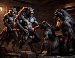 ai_generated anal anal_sex anal_sex canine canine_genitalia canine_penis cum cum_in_ass cum_in_mouth cumshot digitigrade duo gay huge_knot knot male_on_male multiple_males muscular_male oral oral_sex orgy orgy_sex realistic solo werewolf werewolves wolf