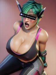 1girls 3d 3d_(artwork) ai_generated alter_(apex_legends) apex_legends aqua_hair arms_behind_back big_breasts big_breasts big_breasts breasts breasts_bigger_than_head censored_eyes cleavage cleavage_overflow dark_lips dark_lipstick deep_cleavage enormous_breasts facepaint female gigantic_breasts green_hair hi_res high-angle_view high_quality high_resolution highres horn horns huge_boobs huge_breasts huge_breasts kneeling large_boobs large_breasts large_tits legs_apart legs_spread lipstick mechanical_horns nipple_bulge nipples on_knees open_mouth open_mouth pants pokies sideboob solo sports_bra sportswear spread_legs stable_diffusion tan_lines tanline tanlines tanned tanned_female tanned_girl tanned_skin two_tone_clothing yoga_pants