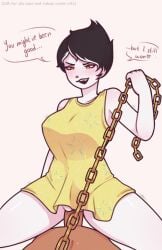 chains commission commissions_open cosplay cowgirl cowgirl_position english_text how_does_one_tag_this inside_out light_skin lilia_stark orange_eyes queensashes roblox short_hair two_tone_hair type_soul