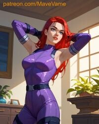 ai_generated armpist blue_eyes mary_jane_watson mave_vame red_hair spider-man_(series) sweat tight_suit