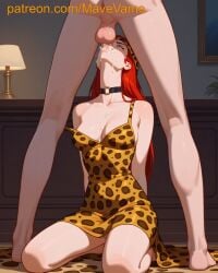 ai_generated blowjob blue_eyes checker cum_in_mouth deepthroat mary_jane_watson mave_vame oral_sex red_hair spider-man_(series) sucking_penis sword_swallowing_position