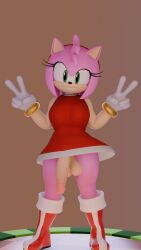 1futa 3d_(artwork) amy_rose cock_and_balls presenting_penis twintails3d