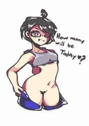 glasses len_lawliet lena short_hair shorts small_breasts thick_ass