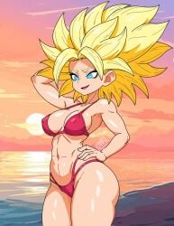 1girls areolae ass athletic_female big_ass big_breasts big_butt blonde_hair blue_eyes breasts busty butt caulifla dragon_ball female female_focus female_only hand_on_head higres large_breasts light-skinned_female looking_at_viewer mostly_nude pink_clothing pussy_visible_through_clothes ranru shiny shiny_skin smug thick thick_legs thick_thighs tomboy voluptuous_female