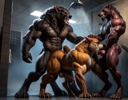 ai_generated anal anal_sex anal_sex canine canine_genitalia canine_penis cum cum_in_ass cum_in_mouth cumshot digitigrade duo gay huge_knot knot male_on_male multiple_males muscular_male oral oral_sex orgy orgy_sex realistic shower solo werewolf werewolves wolf