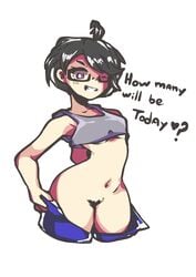 glasses lena short_hair small_breasts smile thick_ass