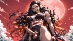 1futa abs ai_generated balls big_balls big_breasts breasts curvy demon_slayer dickgirl futa_only futanari kamado_nezuko looking_at_viewer nsfw penis perfect_body ready_to_fuck small_waist smile solo taceee testicles