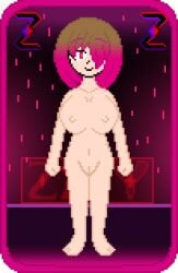 background bete_noire betty_noire big_breasts big_breasts breasts breasts breasts brown_hair glitchtale naked nipples pink_eyes pink_hair pixel_art short_hair smiling vagina zixy