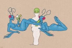 2024 2_fingers 2_toes alien alien_humanoid antennae_(anatomy) anthro areola arm_support arthropod arthropod_webbing artist_name ass bald bent_arm bent_leg big_eyes big_iris big_penis blue_antennae blue_areola blue_body blue_breasts blue_lips blue_nipples bound breasts compound_eyes digital_drawing_(artwork) digital_media_(artwork) dominant dominant_anthro dominant_female encasement erect_nipples erection eye_roll feet fellatio female fingers foot_fetish foot_play footjob front_view genitals glistening glistening_eyes glistening_genitalia glistening_penis green_body green_penis grin group group_sex gun holding_gun holding_object holding_ranged_weapon holding_weapon humanoid humanoid_genitalia humanoid_penis image_comics insects invincible_(comics) invincible_(tv_series) iris leaning_on_elbow legs_up light_areola light_body light_breasts light_lips light_nipples light_penis lips long_neck looking_at_another lying maju male male/female medium_breasts monotone_body monotone_breasts monotone_genitals monotone_penis navel nipples no_irises nude nude_anthro nude_female on_back on_front oral penile penis pupils ranged_weapon red_sclera sex simple_background sitting smile submissive submissive_humanoid submissive_male tan_background textured_background thick_lips thick_thighs thraxan threesome toes trio unusual_pupils weapon web_bondage web_encasement yellow_eyes