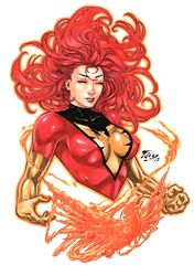 1girls 2018 big_breasts bodysuit breasts busty curvaceous curvy dark_phoenix dated ed_benes_studio erect_nipples female female_only fire firebird_(species) floating_hair fred_benes fully_clothed gloves glowing_eyes half-closed_eyes homo_superior human jean_grey long_hair marvel marvel_comics mutant nipple_bulge nipples nipples_visible_through_clothing phoenix_(x-men) pinup red_bodysuit red_hair red_lips red_lipstick signature solo superheroine telepath voluptuous x-men yellow_eyes yellow_gloves