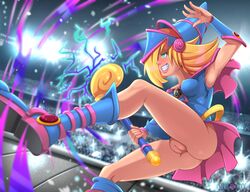 1girls absurd_res blonde_hair boots cleft_of_venus clothing curvy dark_magician_girl exposed_pussy fat_mons female female_only hair hat highres innie_pussy long_hair plump_labia puffy_pussy pussy sirwogdog solo yu-gi-oh!