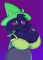 1girls 2019 absurd_res big_breasts blush boobs_bigger_than_head bovid bra breasts caprine cleavage clothed clothing deltarune embarrassed_underwear_female embarrassed_undressed_female euf eyewear female female_only female_ralsei fur gatotorii genderswap_(mtf) glasses goat hat headgear headwear hi_res horn huge_breasts looking_at_viewer mammal norithecat ralsei ralsei_(female) ralsei_with_black_fur rule_63 single solo thick_thighs underwear video_games wardrobe_malfunction wide_hips