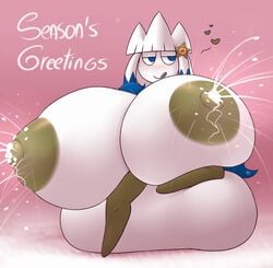 alternate_color animated anthro big_breasts breast_expansion christmas chubby expansion gift_bag gift_wrapping hyper_breasts kristi_(metachoke) metachoke original_character pokémon_(species) pokemon pokemon_dppt sack shiny shiny_pokemon slideshow snover staryu