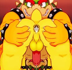 after_sex anus balls bowser bowser_jr. bowserboy101 cum cum_in_ass cum_inside duo father father_and_son father_dom_son_sub gaping gaping_anus koopa male mario_(series) nintendo parent penis scalie son video_games yaoi