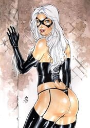 1girls 2018 2d 2d_(artwork) absurd_res absurdres ass big_ass big_breasts black_cat_(marvel) black_corset black_garter_belt black_gloves black_panties black_sleeves black_thighhighs black_thong blue_eyes breasts busty corner corset curvaceous curvy dat_ass dated domino_mask ed_benes_studio felicia_hardy female female_only from_behind garter_belt gloves hi_res highres junior_maia latex leather long_hair marvel marvel_comics mask panties pinup red_lips red_lipstick signature sleeves solo spider-man_(series) superheroine thick_ass thighhighs thong voluptuous white_hair