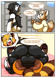 2019 aggressive_retsuko ailurid alien anthro ass balls big_breasts biped breasts clothed clothing dialogue duo edwin_inculous_(character) english_text felid feline felis female fur furry hair half-closed_eyes hi_res instant_loss_2koma male mammal mating_press mature_female mature_woman mr._ink nude open_mouth penetration red_panda retsuko retsuko's_mother sanrio sex simple_background smile smooth_fur straight text tongue umbrian_(species) vaginal_penetration