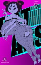 1girls 6_arms anthro artist_name ass ass_cutout back big_ass big_breasts big_nipples bodysuit breasts butt color colored cute_fang fangs feet female female_only fishnets gigantic_breasts grey_impact hi_res high_resolution highres huge_breasts hyper hyper_breasts large_breasts line_art monster monster_girl muffet nipples partially_clothed rear_view side_view sideboob soles spider spider_girl teeth text toeless_legwear toes undertale v watermark xama.pro