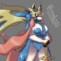 1:1 1girls 2019 absurd_res anthro anthrofied areola breasts canine female furry hi_res huge_breasts legendary_pokémon lime09 mammal nintendo nipples nude pokémon_(species) pokemon pokemon_ss pokemorph pussy solo video_games zacian