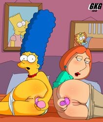 2girls anal anal_insertion anal_masturbation anus ass blushing butt clothing dildo family_guy female female_only gkg lois_griffin marge_simpson masturbation milf multiple_girls nude open_mouth panties penetration presenting_hindquarters pussy red_lipstick sex_toys the_simpsons