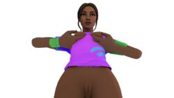 1girls 3d armband brown_eyes brown_hair clipping dark-skinned_female dark_skin fortnite fortniterus poised_playmaker shaved_pussy shirt small_breasts tagme transparent_background wristband